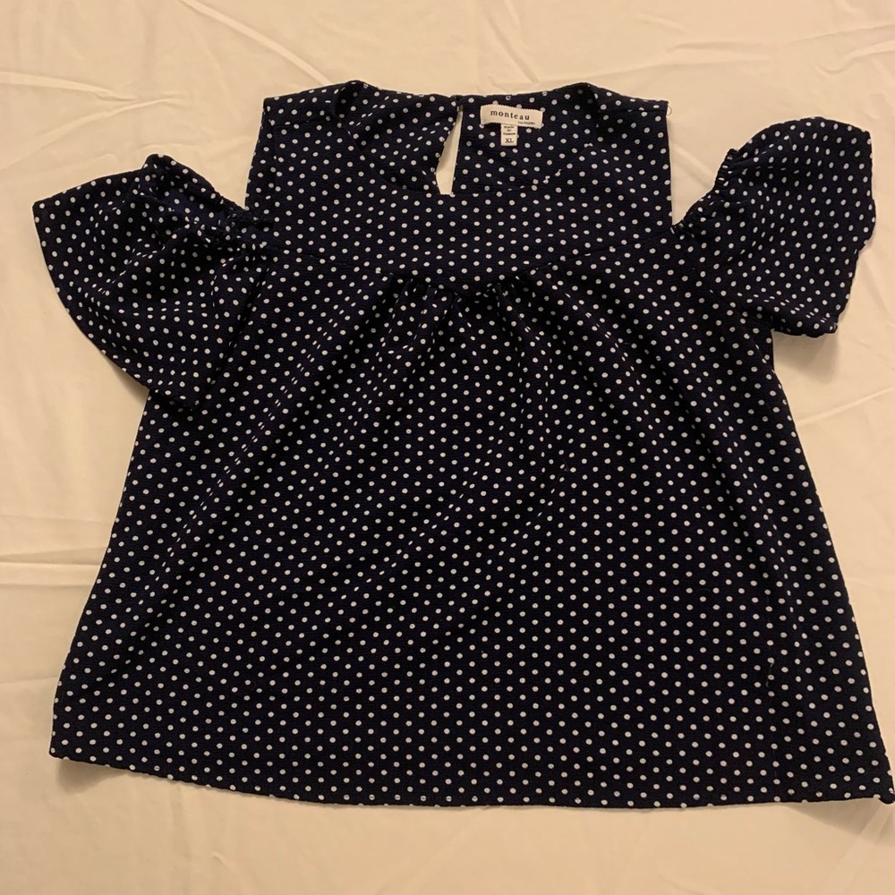 Blue polka dot blouse